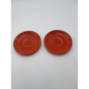 Vtg Fiesta Ware Homer Laughlin 80's 90's Lead Free‎ Saucers 2 Orange